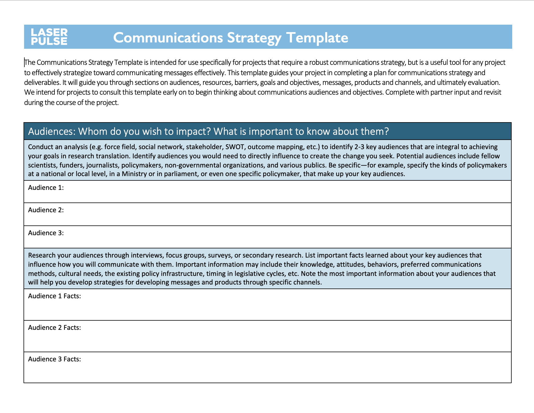 Communications Strategy Template