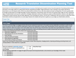 Dissemination Planning 